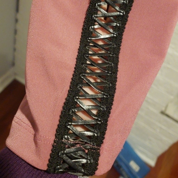 New Directions Tunic Pink Leather Lace up NWT M - Picture 4 of 8